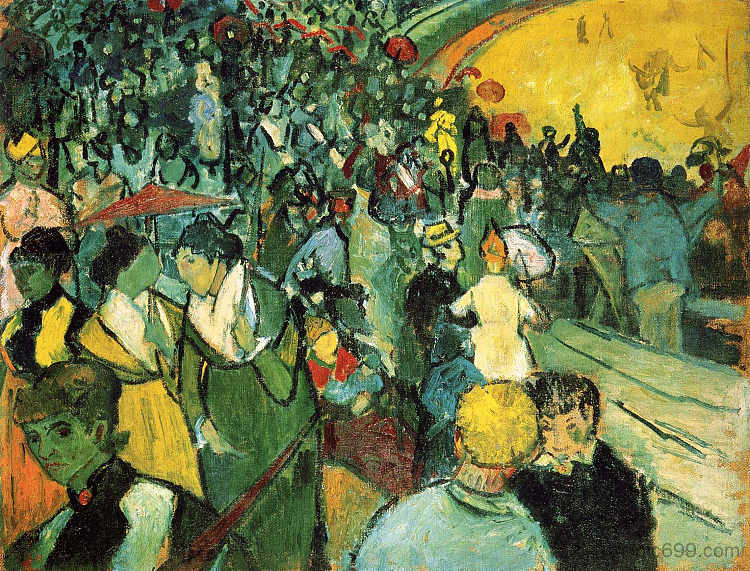 阿尔勒竞技场的观众 Spectators in the Arena at Arles (1888; Arles,Bouches-du-Rhône,France ),文森特·梵高