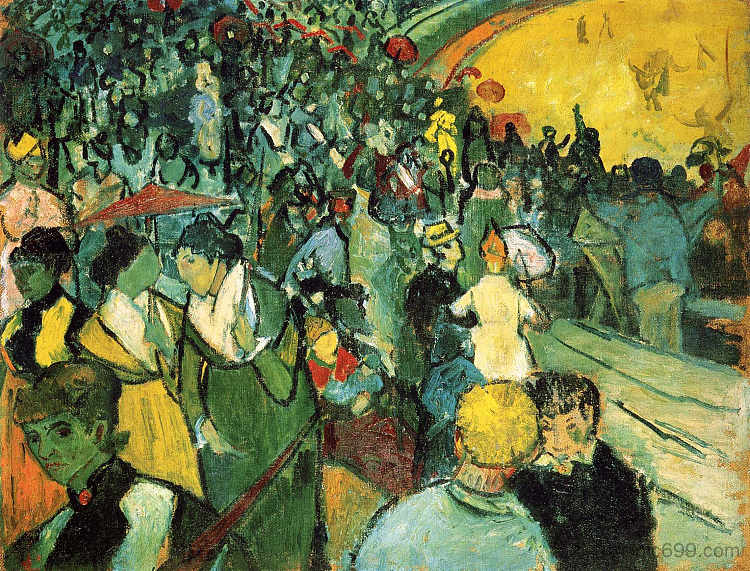 阿尔勒竞技场的观众 Spectators in the Arena at Arles (1888; Arles,Bouches-du-Rhône,France  )，文森特·梵高