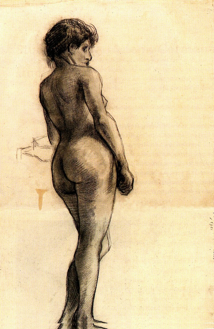 从后面看到的站立的女性裸体 Standing Female Nude Seen from the Back (c.1886; Paris,France  )，文森特·梵高