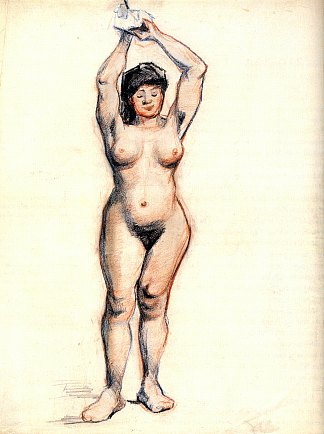 从正面看到的站立的女性裸体 Standing Female Nude Seen from the Front (1886; Antwerp,Belgium                     )，文森特·梵高