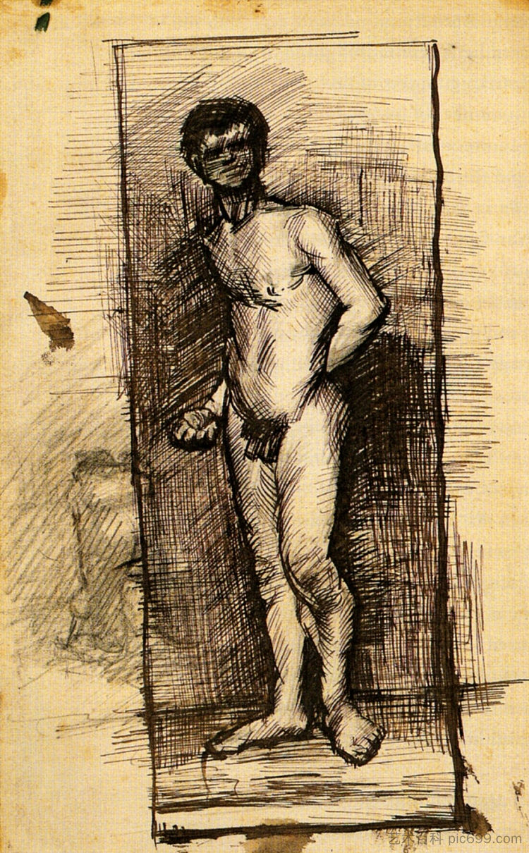 从正面看到的站立男性裸体 Standing Male Nude Seen from the Front (c.1886; Paris,France  )，文森特·梵高