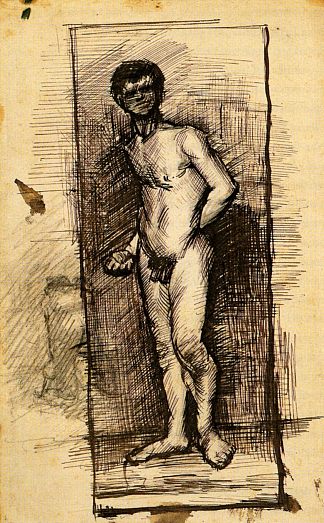 从正面看到的站立男性裸体 Standing Male Nude Seen from the Front (c.1886; Paris,France                     )，文森特·梵高