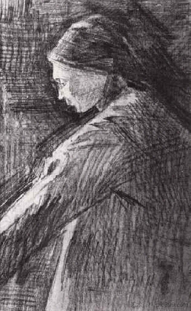 站立的女人,半身 Standing Woman, Half-Length (1882; Haag / Den Haag / La Haye / The Hague,Netherlands ),文森特·梵高