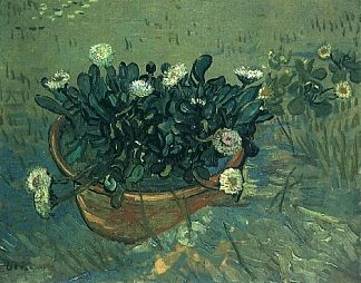 静物碗与雏菊 Still Life Bowl with Daisies (1888; Arles,Bouches-du-Rhône,France                     )，文森特·梵高