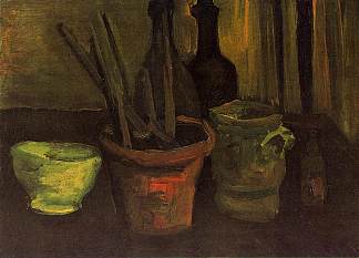 花盆里画笔的静物画 Still Life of Paintbrushes in a Flowerpot (1884; Nunen / Nuenen,Netherlands                     )，文森特·梵高