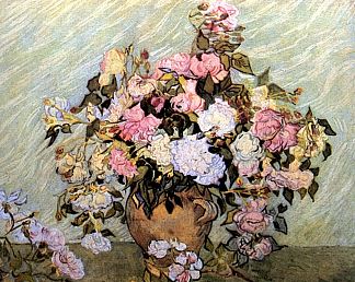 静物花瓶与玫瑰 Still Life Vase with Roses (1890; Saint-rémy-de-provence,France                     )，文森特·梵高