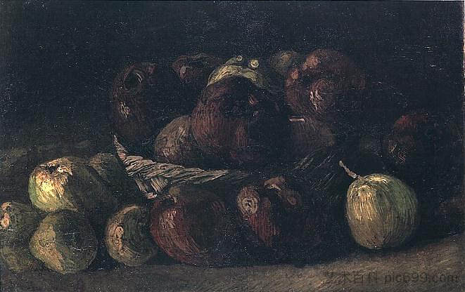 一篮子苹果的静物画 Still life with a basket of apples (1885; Nunen / Nuenen,Netherlands  )，文森特·梵高