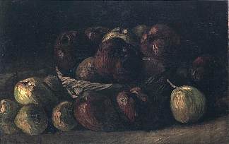 一篮子苹果的静物画 Still life with a basket of apples (1885; Nunen / Nuenen,Netherlands                     )，文森特·梵高