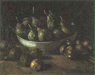 静物画，有一个土碗和梨 Still life with an Earthern bowl and pears (1885; Nunen / Nuenen,Netherlands                     )，文森特·梵高