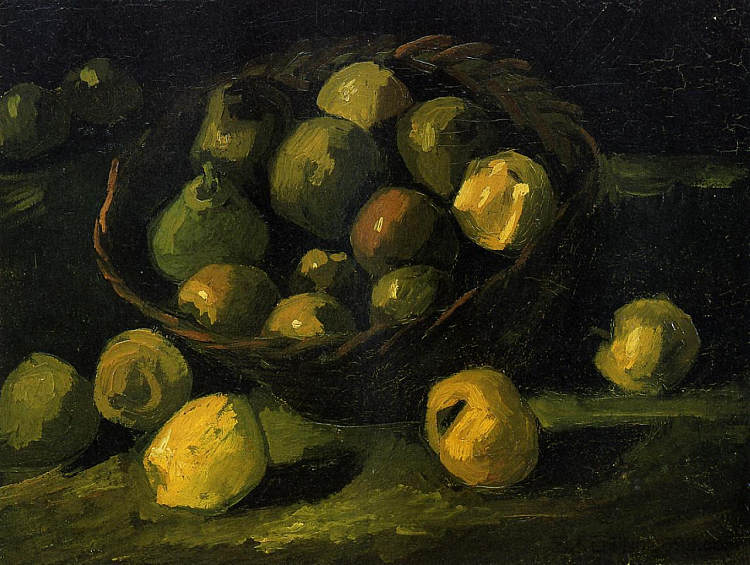 一篮子苹果的静物画 Still Life with Basket of Apples (1885; Nunen / Nuenen,Netherlands  )，文森特·梵高