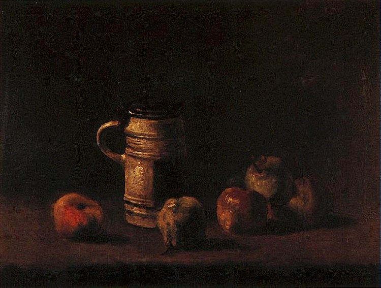 静物与啤酒杯和水果 Still Life with Beer Mug and Fruit (1881; Netherlands ),文森特·梵高