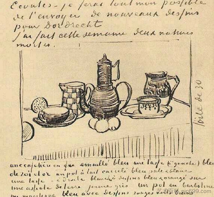 静物与咖啡壶 Still Life with Coffee Pot (1888; Arles,Bouches-du-Rhône,France  )，文森特·梵高