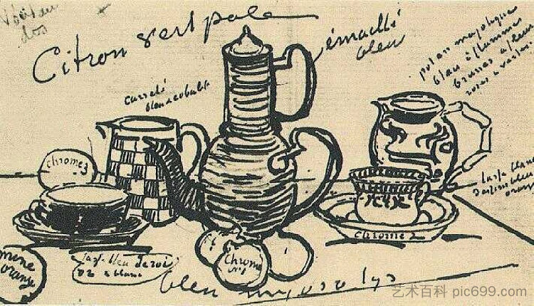 静物与咖啡壶 Still Life with Coffee Pot (1888; Arles,Bouches-du-Rhône,France  )，文森特·梵高