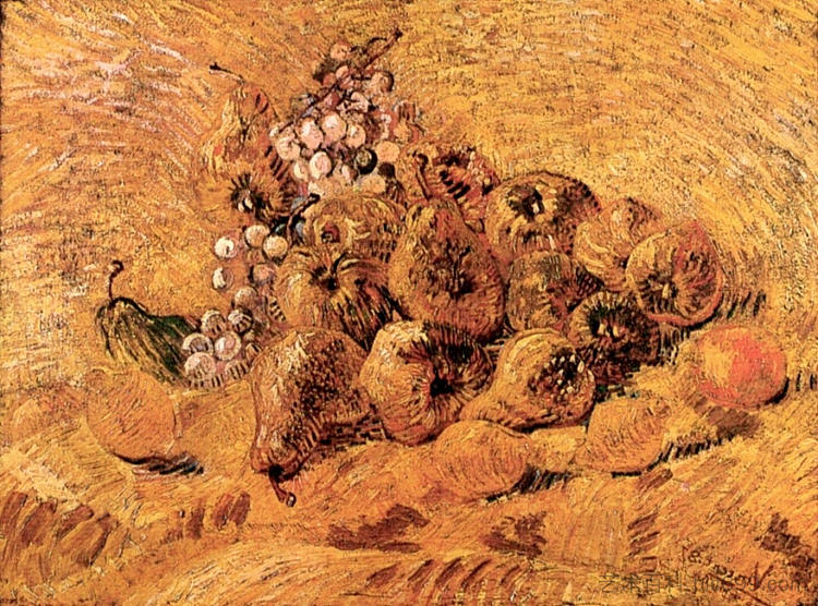 静物与葡萄，梨和柠檬 Still Life with Grapes, Pears and Lemons (1887; Paris,France  )，文森特·梵高