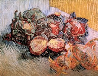 静物与红卷心菜和洋葱 Still Life with Red Cabbages and Onions (1887; Paris,France                     )，文森特·梵高