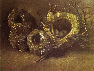 静物与三个鸟巢 Still Life with Three Birds Nests (1885; Nunen / Nuenen,Netherlands                     )，文森特·梵高