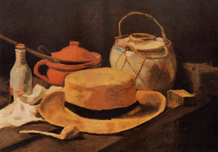 《黄帽子静物 Still Life with Yellow Hat (1885; Nunen / Nuenen,Netherlands  )，文森特·梵高