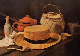 《黄帽子静物 Still Life with Yellow Hat (1885; Nunen / Nuenen,Netherlands                     )，文森特·梵高