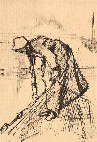 弯腰驼背的女人拿着网 Stooping Woman with Net (1883; Haag / Den Haag / La Haye / The Hague,Netherlands                     )，文森特·梵高