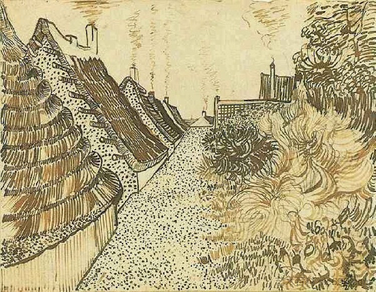 圣玛丽斯的街道 Street in Saintes-Maries (1888; Saintes-maries-de-la-mer,France ),文森特·梵高