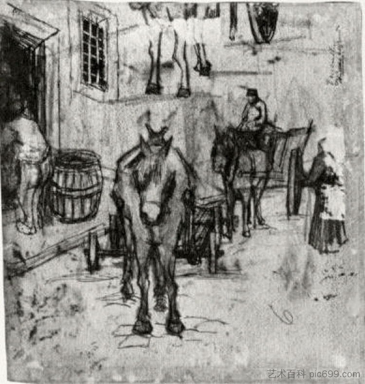 驴车的研究 Studies of Donkey Carts (1882; Haag / Den Haag / La Haye / The Hague,Netherlands  )，文森特·梵高