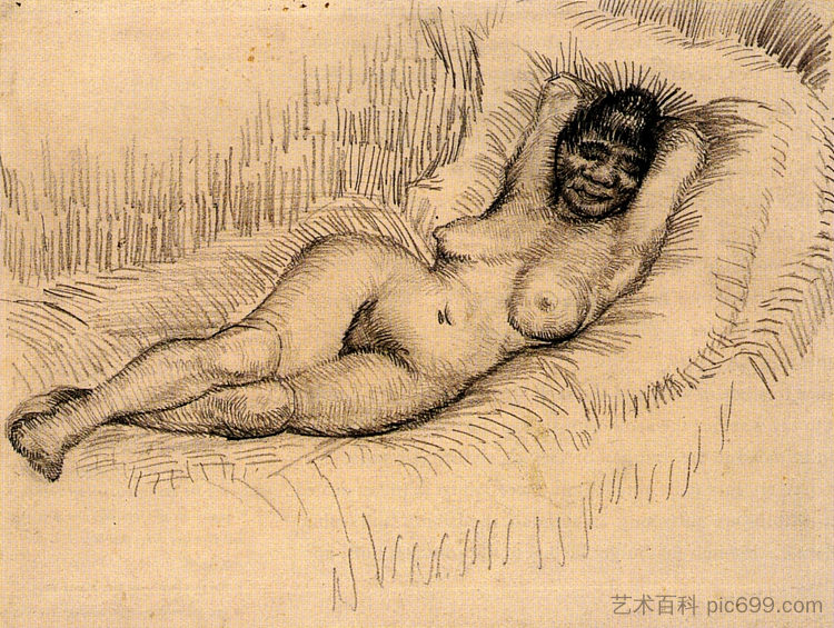 斜倚女性裸体研究 Study for Reclining Female Nude (1887; Paris,France  )，文森特·梵高