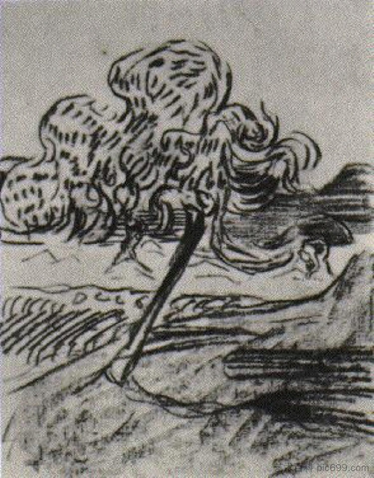 果树研究 Study of a Fruit Tree (1890; Auvers-sur-oise,France  )，文森特·梵高