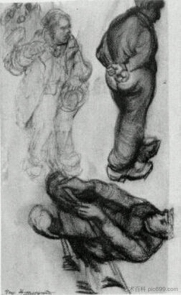 Study of Three Peasants, One Sitting Study of Three Peasants, One Sitting (1885; Nunen / Nuenen,Netherlands  )，文森特·梵高