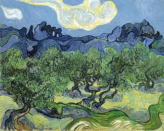 前景为橄榄树的阿尔皮勒 The Alpilles with Olive Trees in the Foreground (1889; Saint-rémy-de-provence,France                     )，文森特·梵高