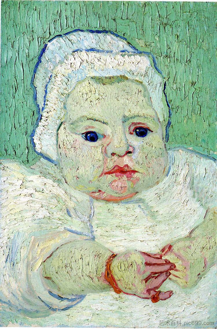 婴儿马塞勒·鲁林 The Baby Marcelle Roulin (1888; Arles,Bouches-du-Rhône,France  )，文森特·梵高