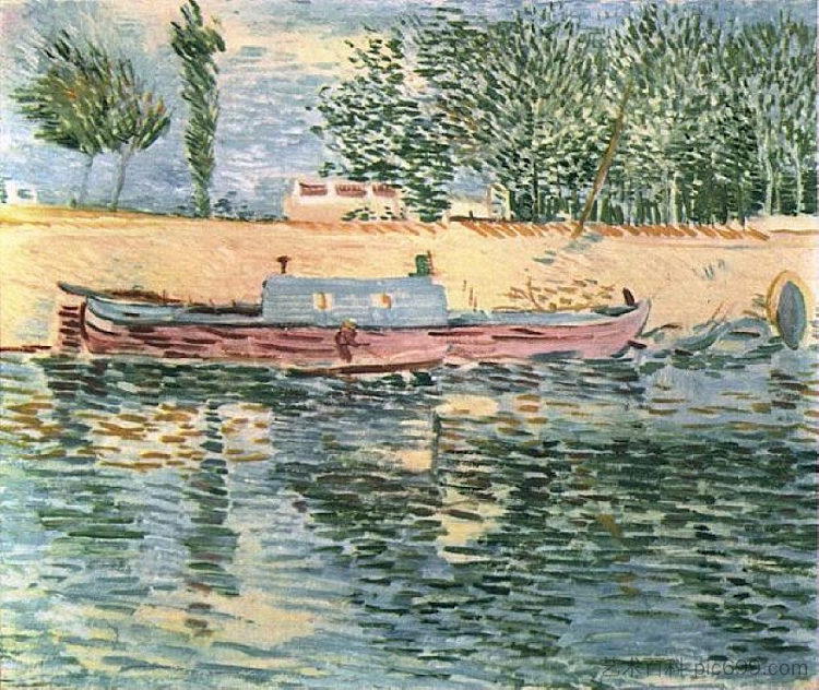 塞纳河畔与船只 The Banks of the Seine with Boats (1887; Paris,France  )，文森特·梵高