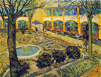 阿尔勒医院庭院 The Courtyard of the Hospital in Arles (1889; France                     )，文森特·梵高