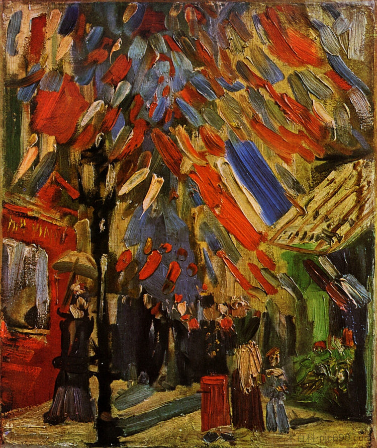 巴黎7月14日庆典 The Fourteenth of July Celebration in Paris (1886; Paris,France ),文森特·梵高