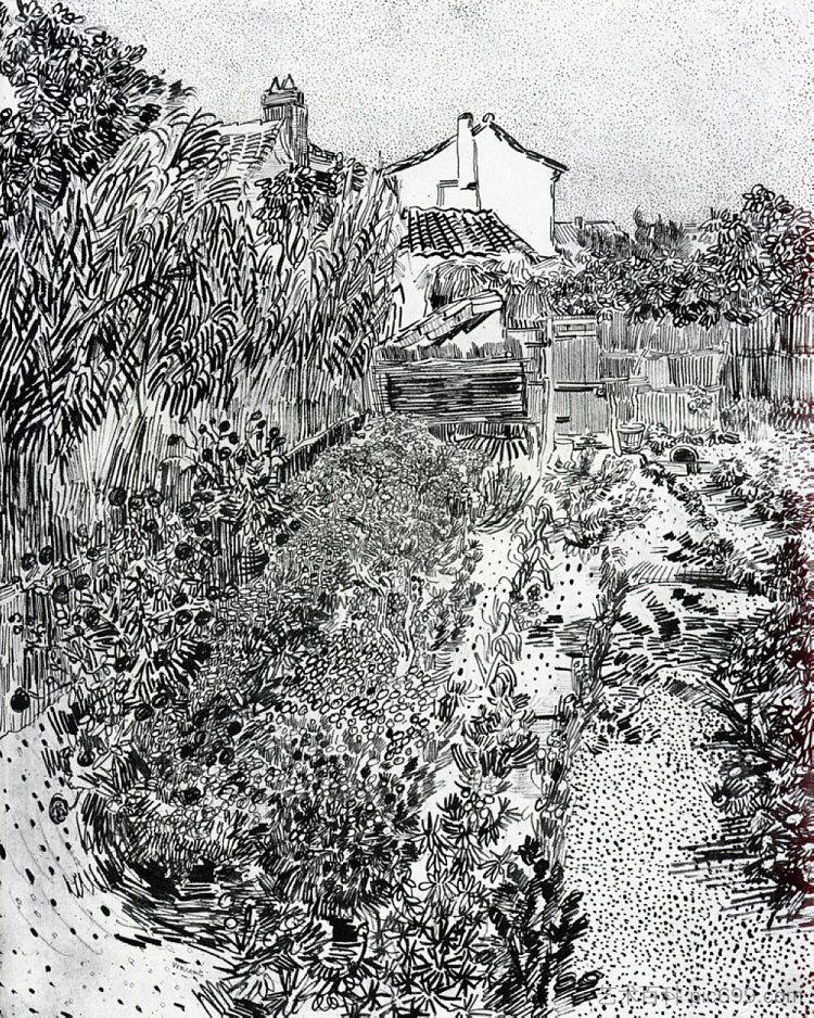 鲜花盛开的花园 The Garden with Flowers (1888; Arles,Bouches-du-Rhône,France  )，文森特·梵高