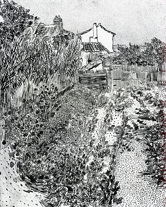 鲜花盛开的花园 The Garden with Flowers (1888; Arles,Bouches-du-Rhône,France                     )，文森特·梵高