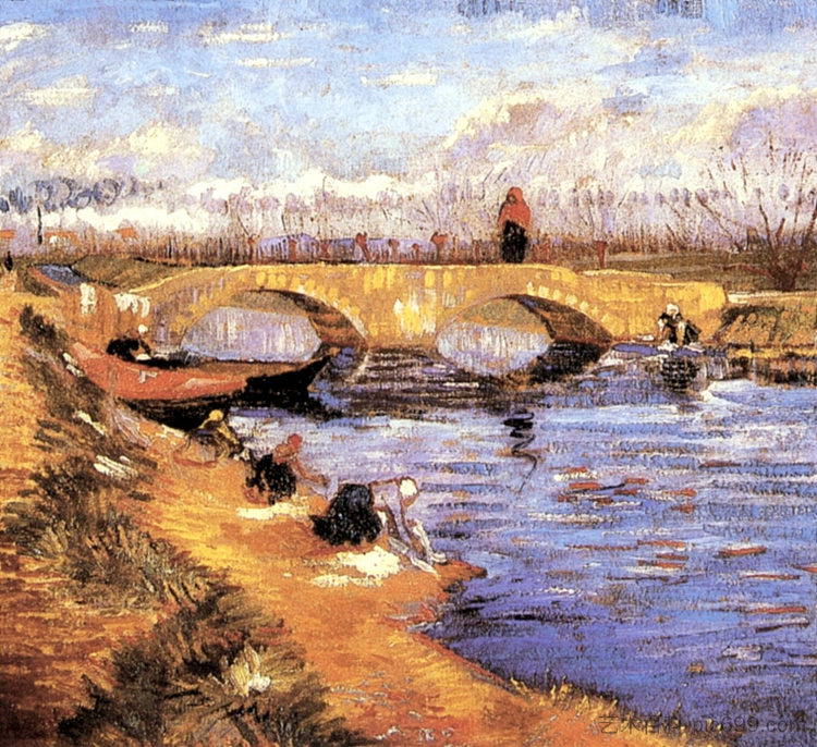 维格尼雷特运河上的格莱兹桥 The Gleize Bridge over the Vigneyret Canal (1888; Arles,Bouches-du-Rhône,France ),文森特·梵高