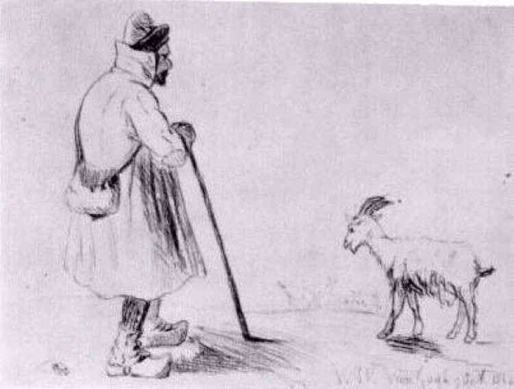 山羊群 The Goat Herd (1862; Zundert,Netherlands  )，文森特·梵高