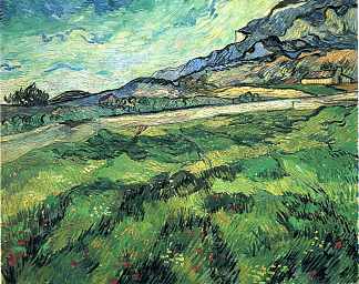 疯人院后面的绿色麦田 The Green Wheatfield behind the Asylum (1889; Saint-rémy-de-provence,France                     )，文森特·梵高