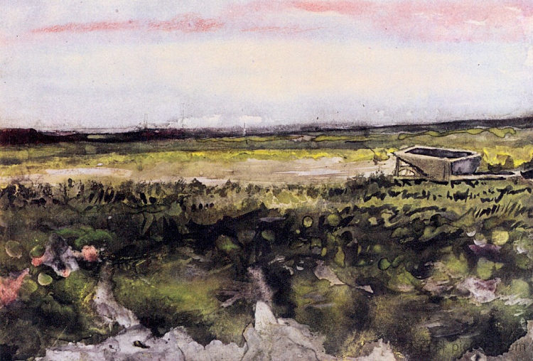 用独轮车的荒原 The Heath with a Wheelbarrow (1883; Netherlands  )，文森特·梵高