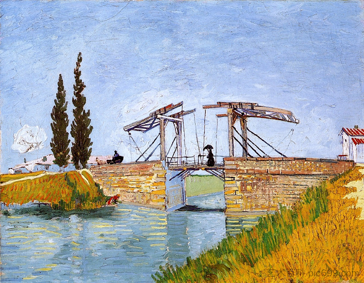 朗格卢瓦桥 The Langlois Bridge (1888; Arles,Bouches-du-Rhône,France  )，文森特·梵高