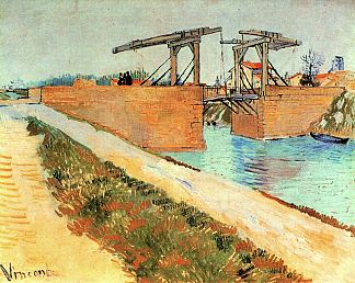 阿尔勒的朗格卢瓦桥，运河旁的道路 The Langlois Bridge at Arles with Road Alongside the Canal (1888; Arles,Bouches-du-Rhône,France                     )，文森特·梵高