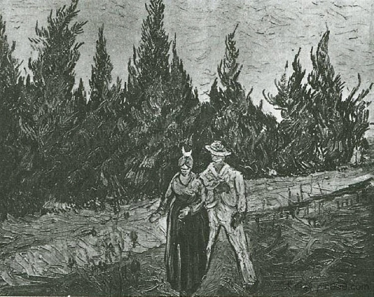情人 诗人的花园 IV The Lovers The Poet s Garden IV (1888; Arles,Bouches-du-Rhône,France ),文森特·梵高