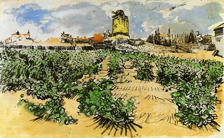 丰特维耶的阿尔方斯·道德磨坊 The Mill of Alphonse Daudet at Fontevieille (1888; Arles,Bouches-du-Rhône,France  )，文森特·梵高