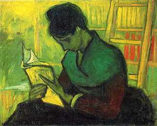 小说读者 The Novel Reader (1888; Arles,Bouches-du-Rhône,France                     )，文森特·梵高