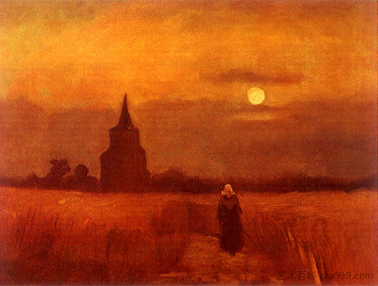 田野里的老塔 The Old Tower in the Fields (1884; Nunen / Nuenen,Netherlands  )，文森特·梵高