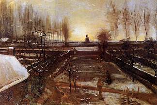 雪中纽南的牧师住宅花园 The Parsonage Garden at Nuenen in the Snow (1885; Nunen / Nuenen,Netherlands                     )，文森特·梵高