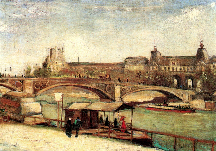 卡鲁塞尔桥和卢浮宫 The Pont du Carrousel and the Louvre (1886; Paris,France  )，文森特·梵高