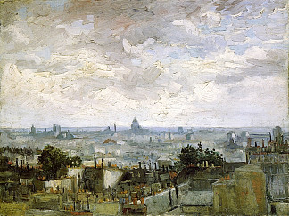 巴黎的屋顶 The Roofs of Paris (1886; Paris,France                     )，文森特·梵高