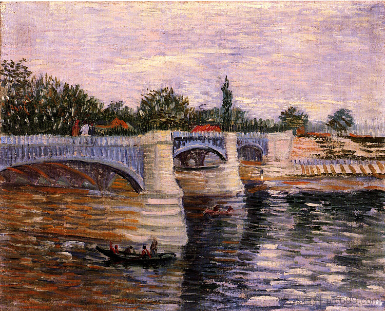 塞纳河与大杰特桥 The Seine with the Pont de la Grande Jette (1887; Paris,France  )，文森特·梵高