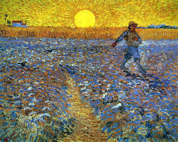 播种机（夕阳播种机） The Sower (Sower with Setting Sun) (1888; Arles,Bouches-du-Rhône,France  )，文森特·梵高